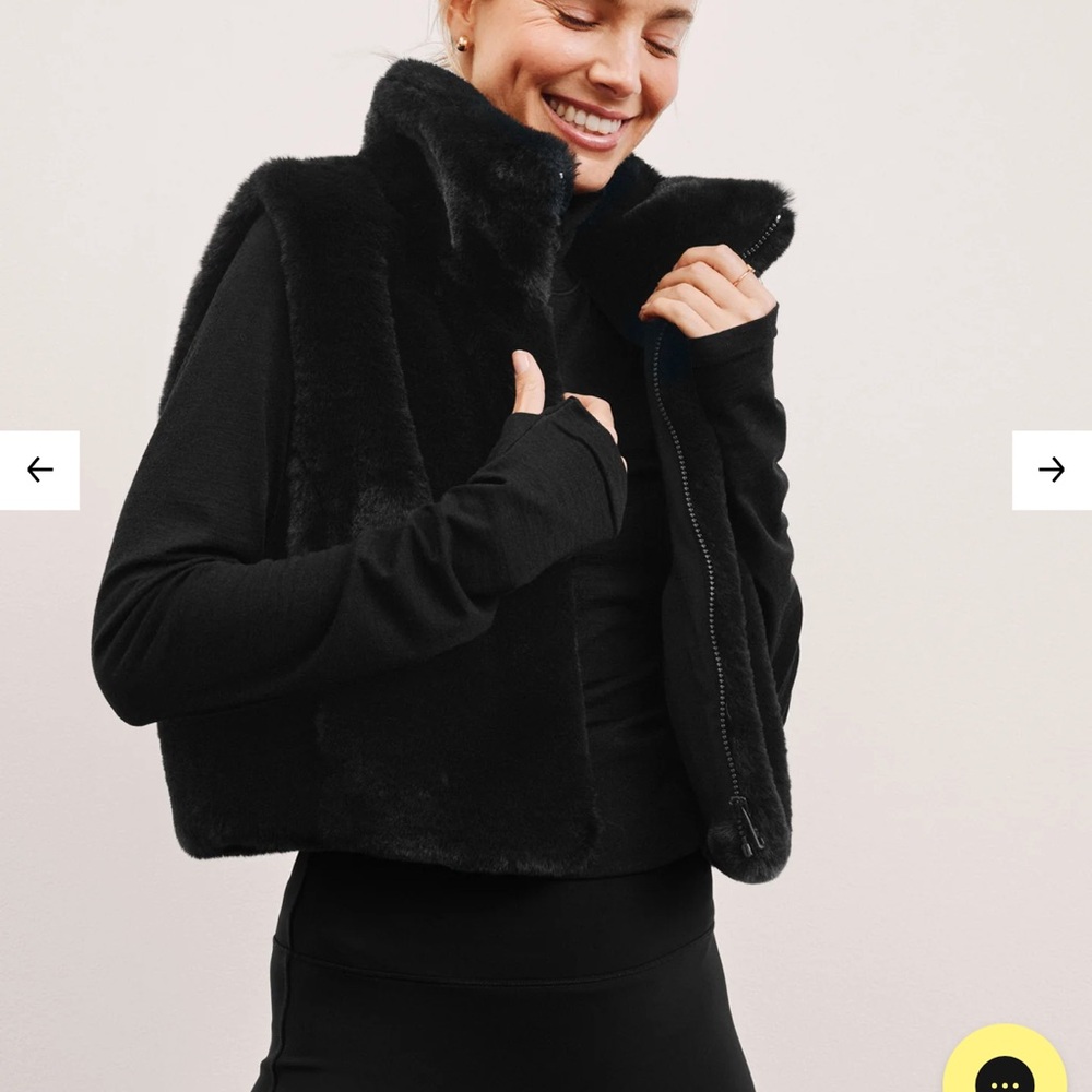 Beyond Yoga Women's Black Faux Fur Vest- size Small